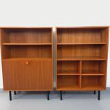 Modular vintage shelf bookcase in modern Scandinavian style in teak