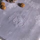 Old linen tablecloth and lilac-tinted silk