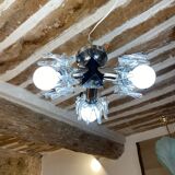 Space age ceiling lamp chrome and glass