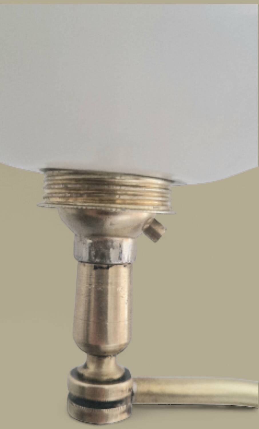 Antique brass and opaline glass lamp – Modernist piece, 1940s