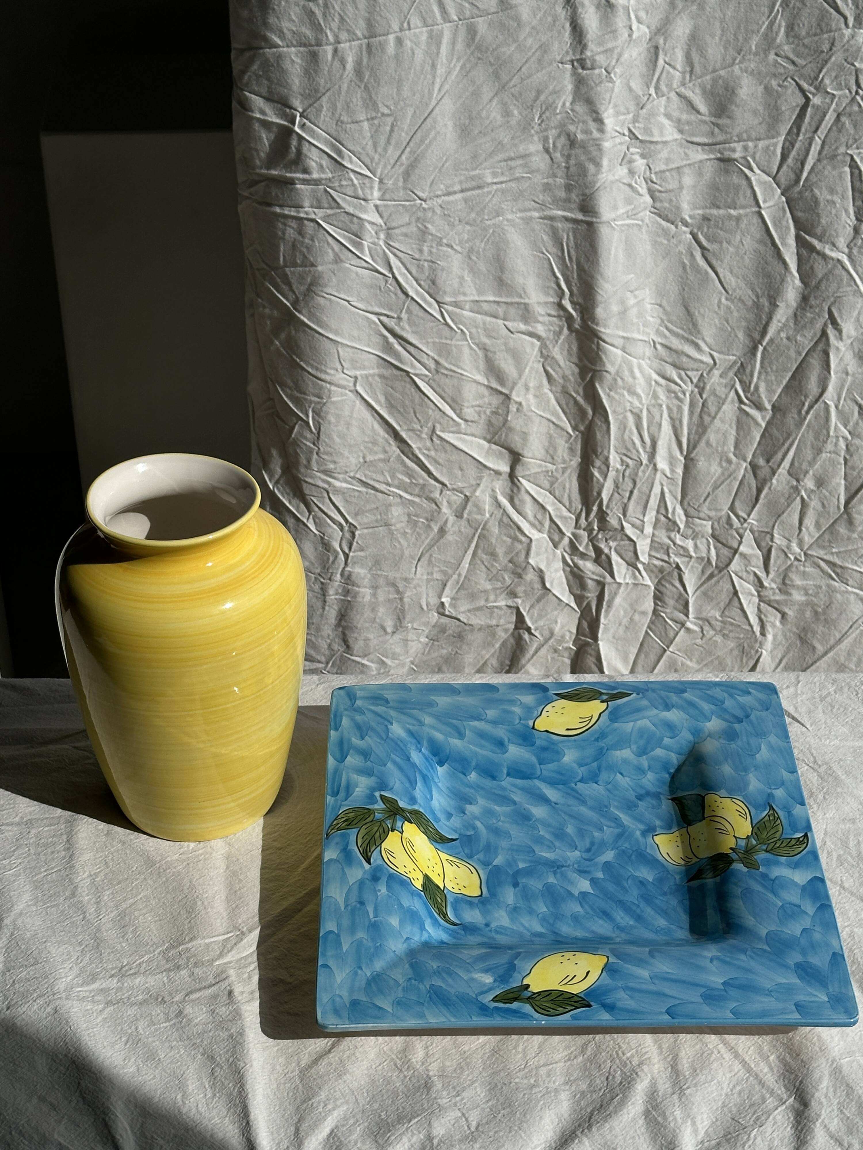 Large square dish with lemon pattern 33cm Aleya Slim