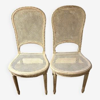 Paire de chaises cannées