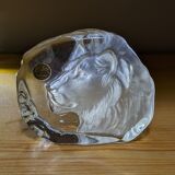 Paperweight Lion head sculpture Arques Crystal