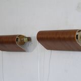 Pair of Scandinavian wall lights in teak from the 1960s.