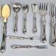 10 silver serving cutlery, Minerva hallmark + rosewood case, 19th century. C730
