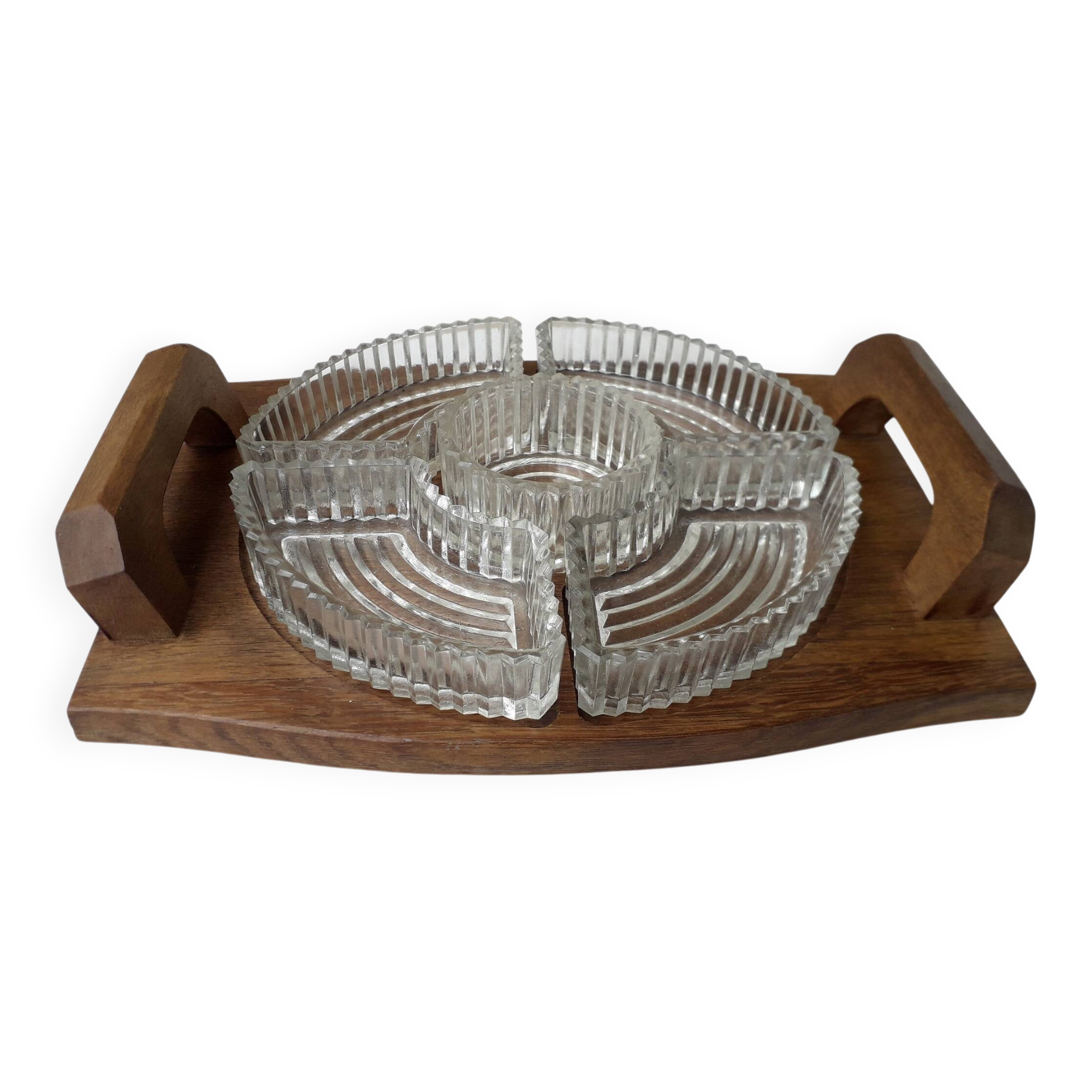 Wood and glass serving platter