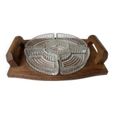 Plateau serviteur bois et verre
