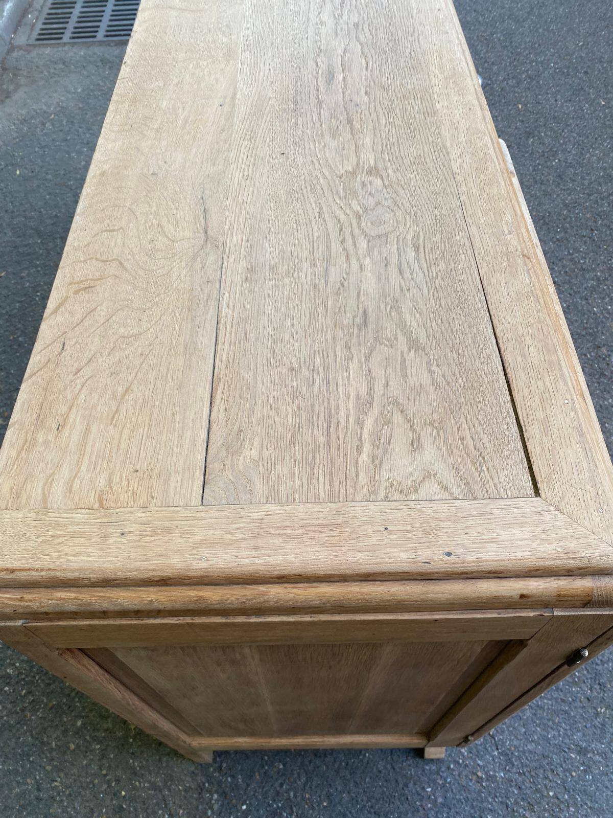 Enfilade Art Deco buffet by Charles Dudouyt, stripped in solid oak, 1930.