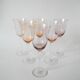 Set of 6 large colored pink and lilac wine glasses 1970