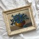 Old painting framed painting bouquet of blue flowers signed Freynal