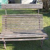 Garden bench wooden slats with headrest