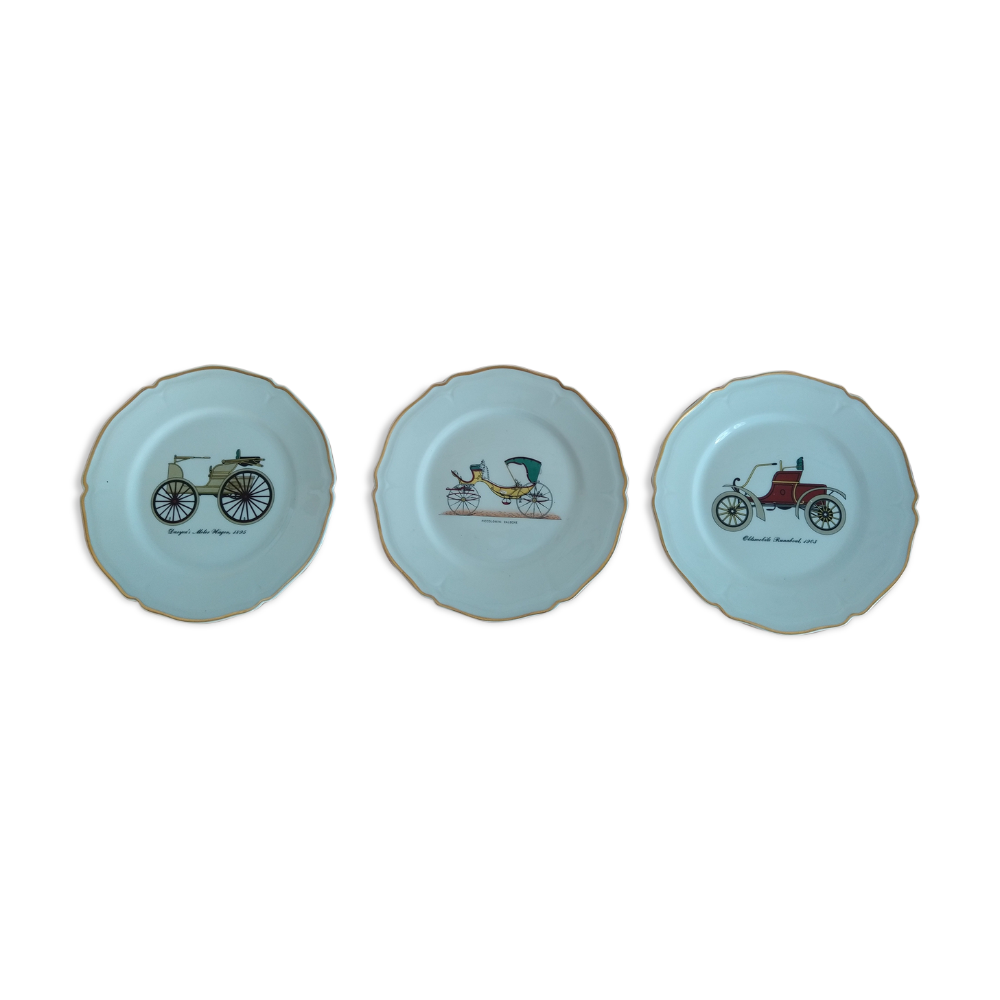 Lot 3 plates tacot vintage car porcelain