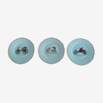 Lot 3 assiettes tacot voiture vintage en porcelaine