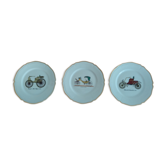 Lot 3 assiettes tacot voiture vintage en porcelaine