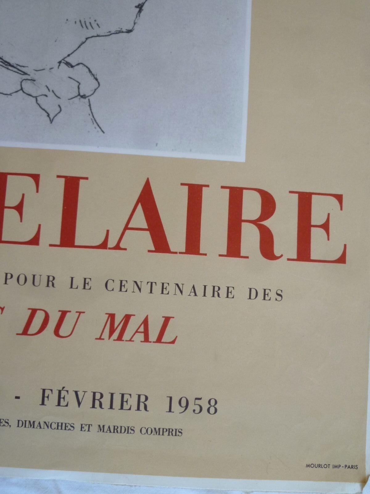 Poster exhibition gallery Mansart - Baudelaire seen by Edouard Manet - Mourlot 1957