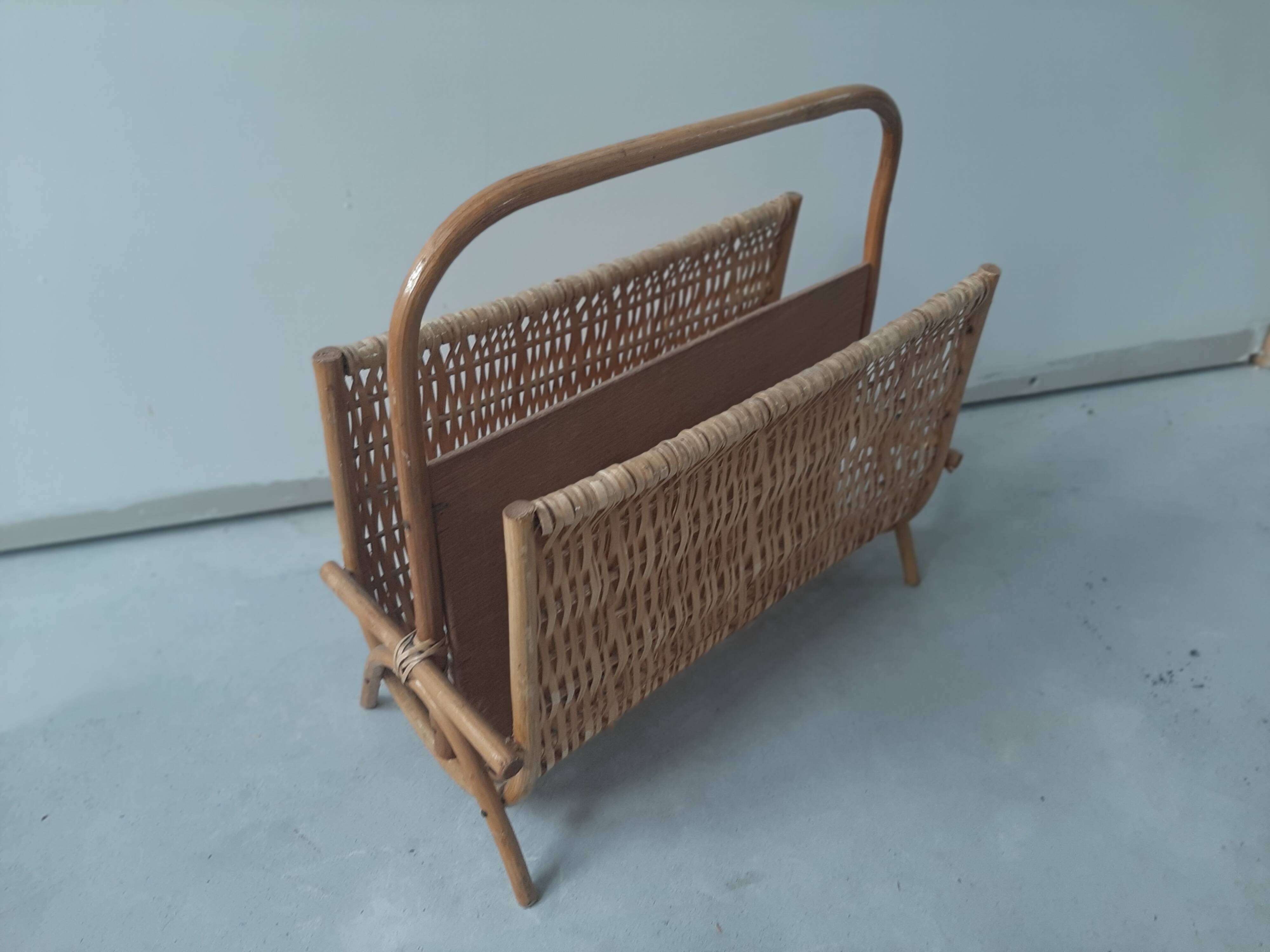 Rattan and wicker magazine holder