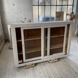 Library showcase ivory white sliding doors