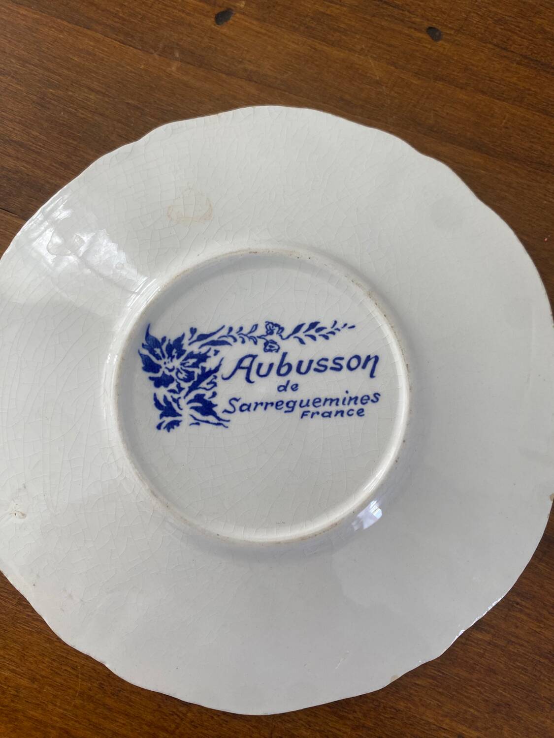 Aubusson earthenware cup and saucer from Sarreguemines FRANCE