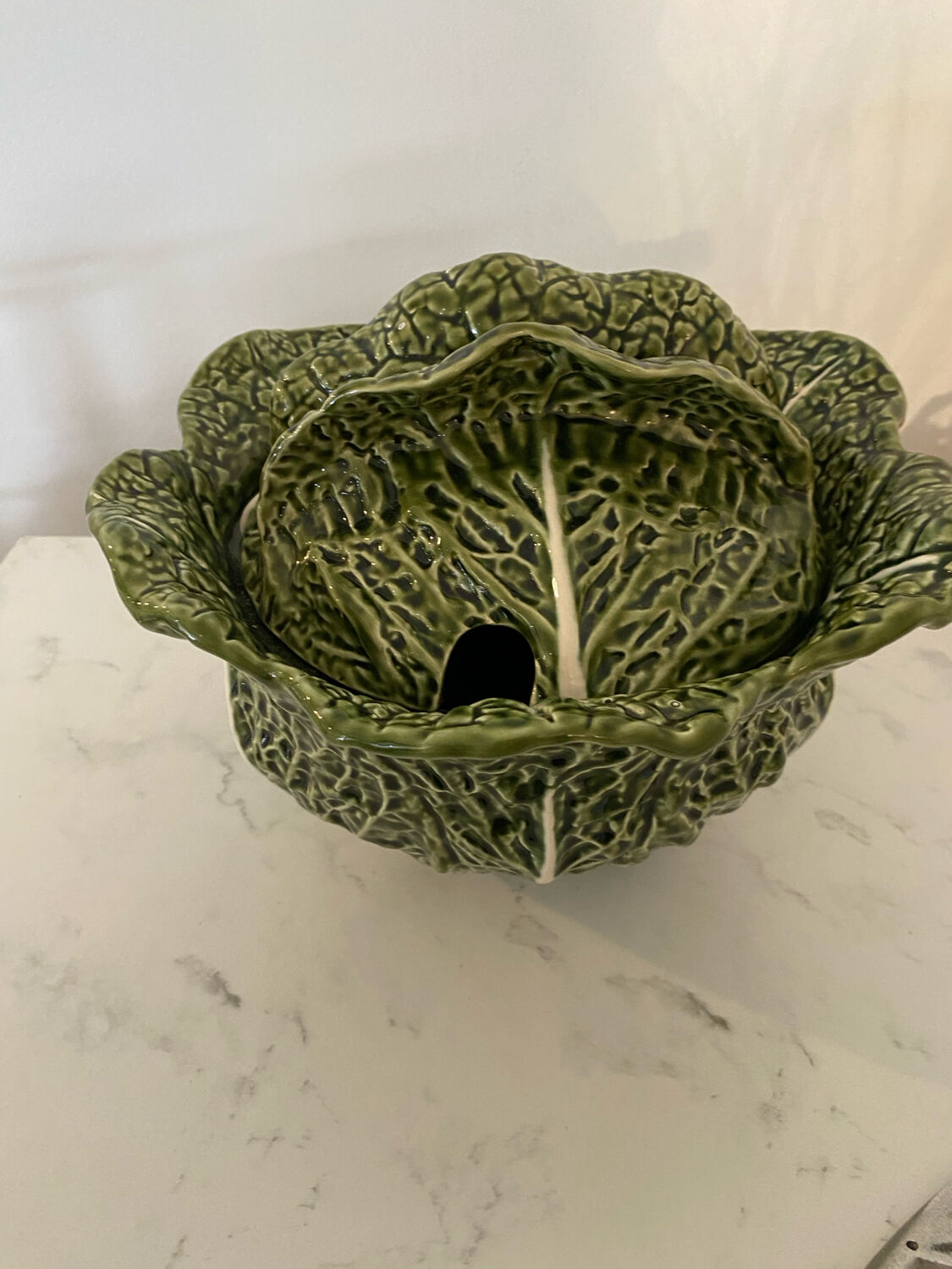 Vintage cabbage barbotine soup tureen
