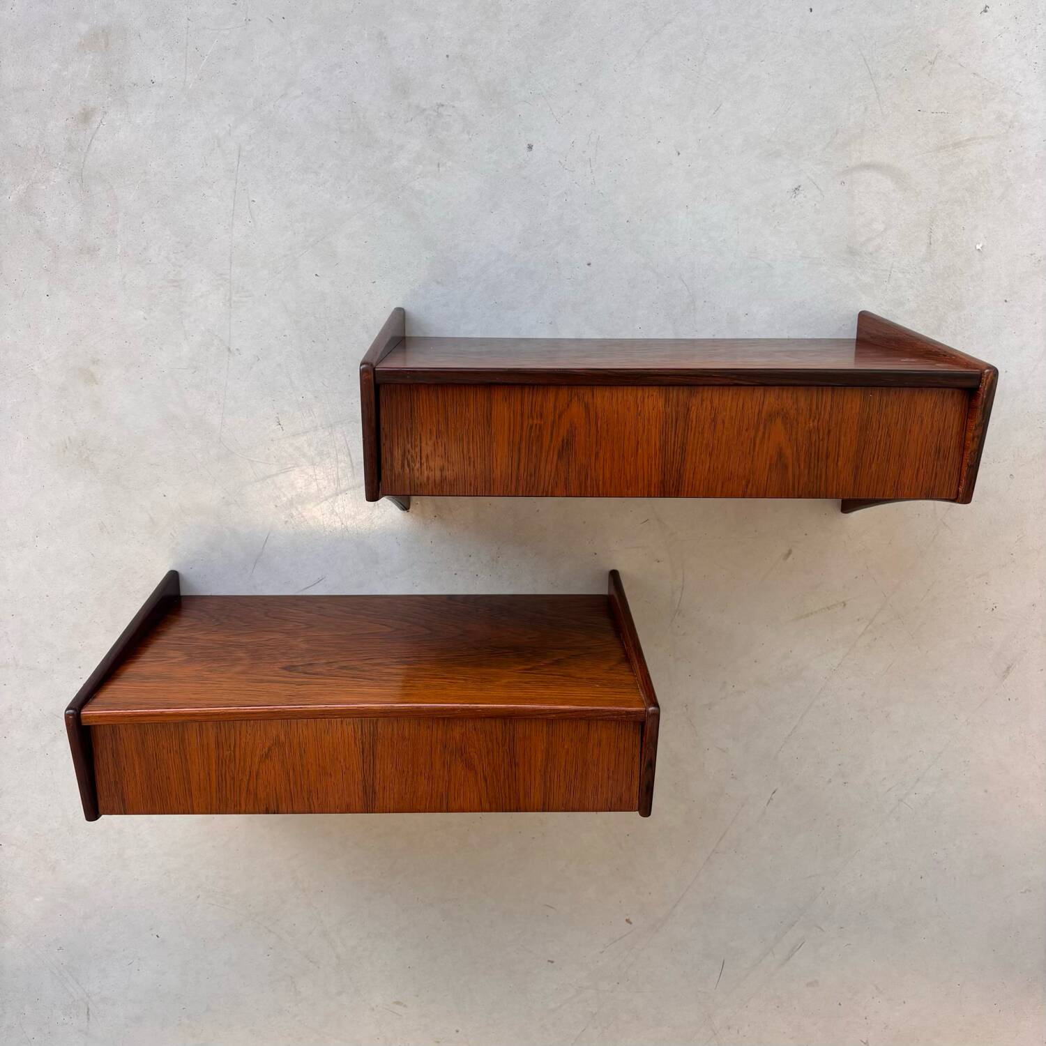 Vintage set floating nightstands rosewood