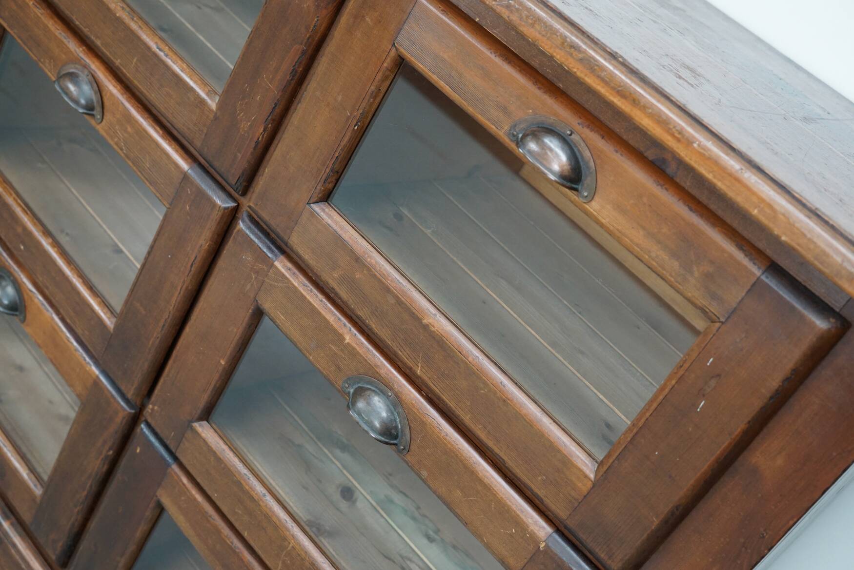 Vintage Dutch Pine Haberdashery Shop Cabinet, Mid-Century