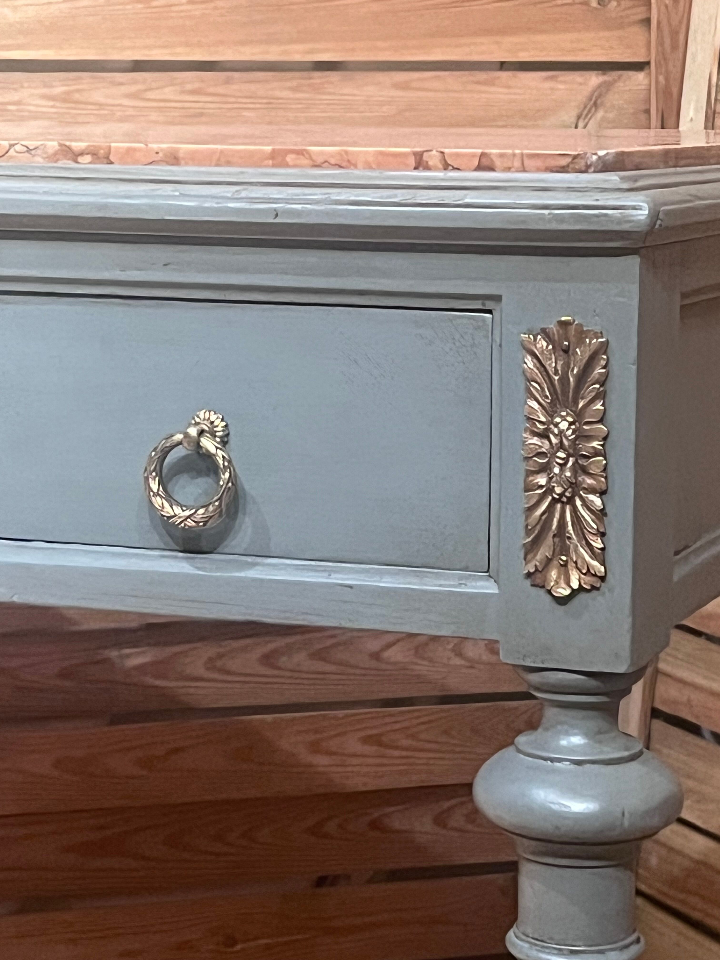 Table style Louis XVI period 1900 patinated and bronze