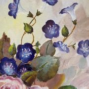 Oil painting bouquet of flowers in a vase.