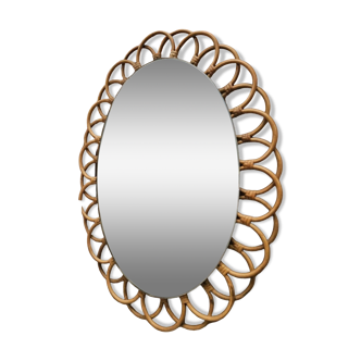 Miroir vintage rotin