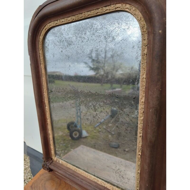 Miroir de cheminée 19ème bois et stuc