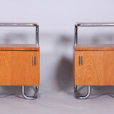 Tables de chevet en chêne Bauhaus, Mucke-Melder, Tchéquie, années 1930