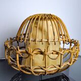 Lampe de table en rotin, art populaire, France, 1960