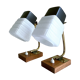 Pair of vintage Scandinavian lamps, teak and glass, 60s