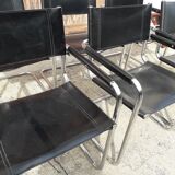 6 Bauhaus armchairs steel and leather / design