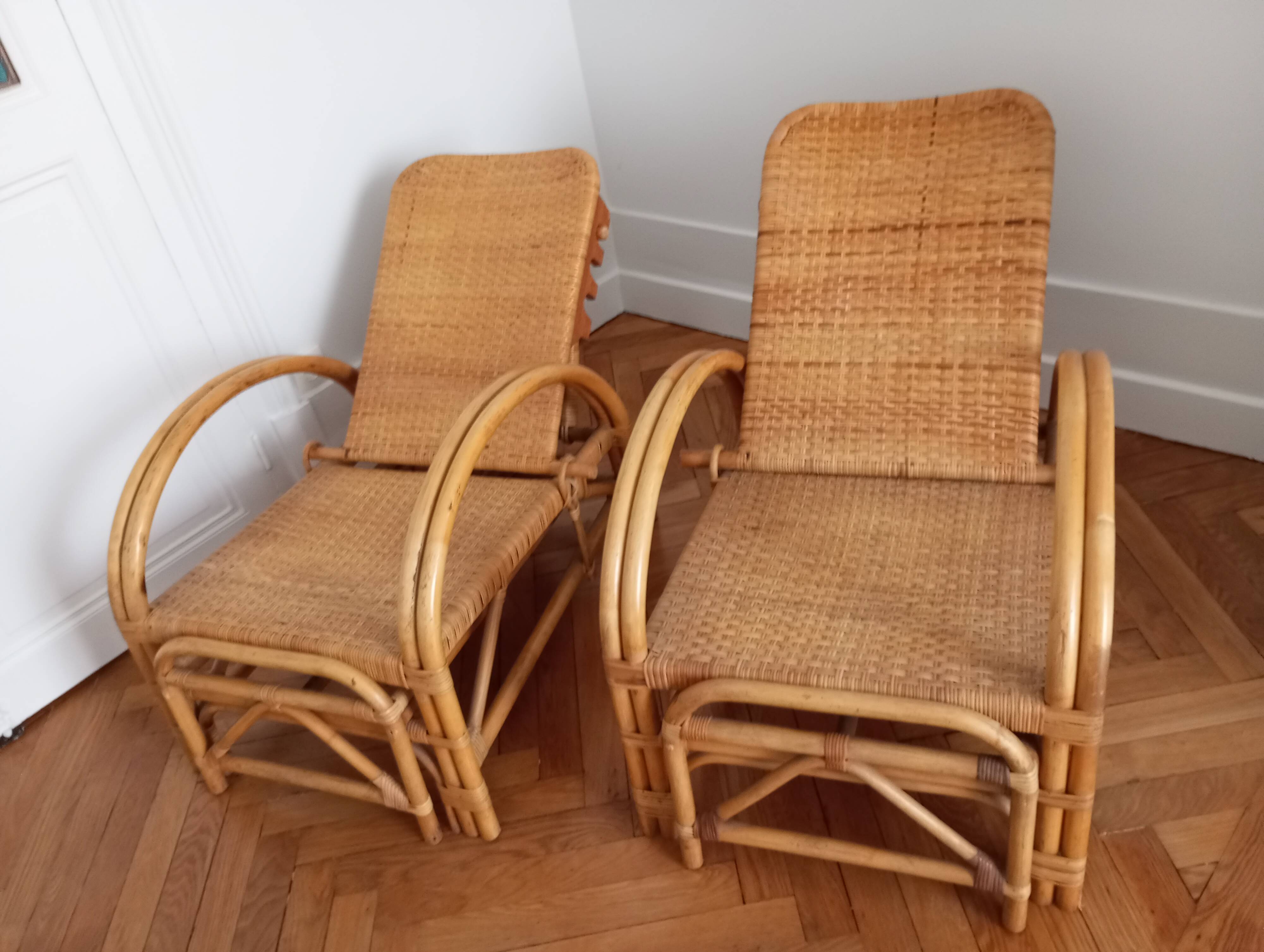 Old pair of deckchairs. 1960.