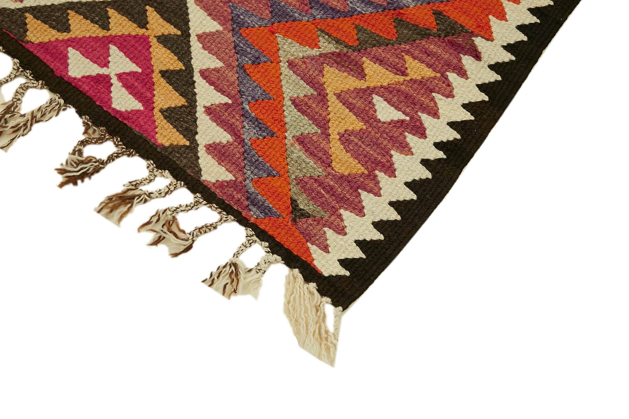 Turkish Handwoven Vintage Herki Kilim 94 cm x 361 cm