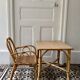 Vintage rattan desk and chair set for children