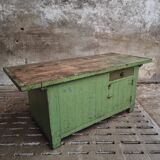 Antique workbench green kitchen island