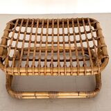 Italian Designer Stool in Bamboo Rattan, 1960s