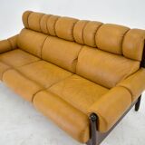 1960s Three-Seat Leather Sofa, Czechoslovakia