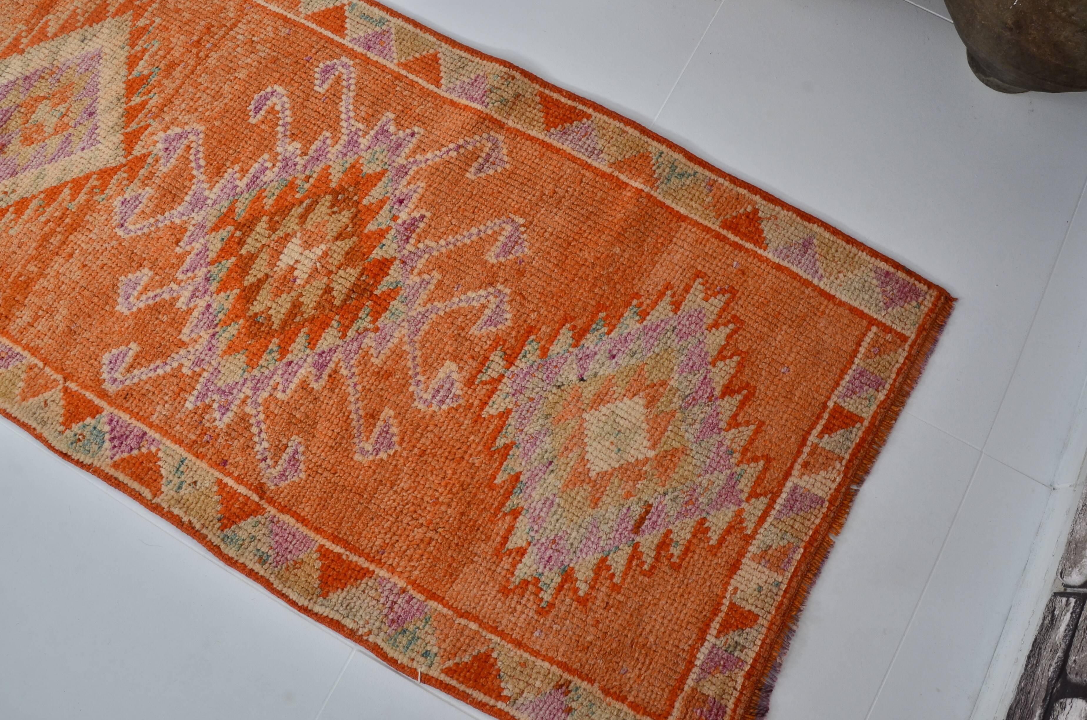 Unique Motif Vintage Wool Runner Rug sku 2120