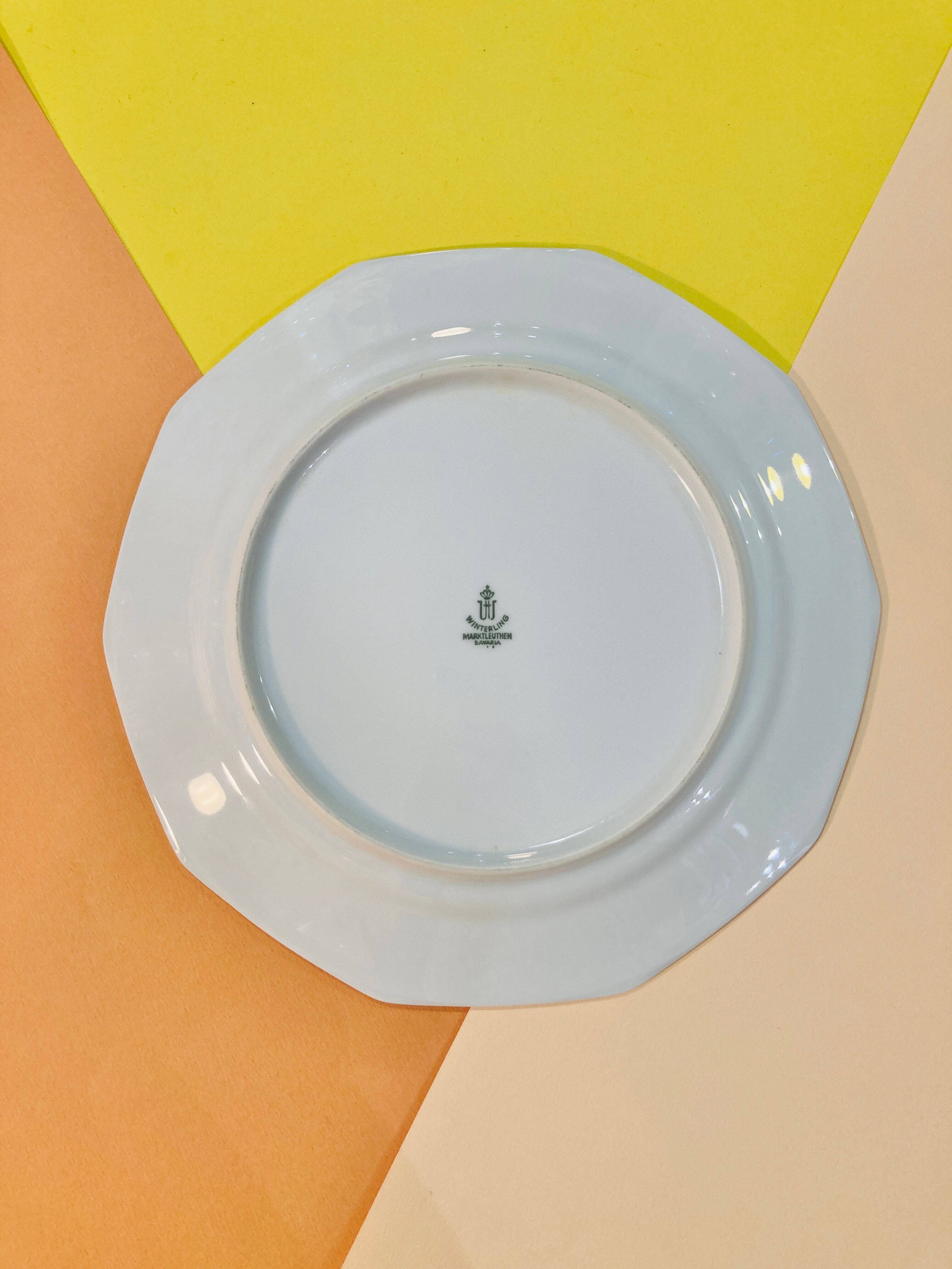 8 plates in white and golden porcelain ctogonales winterling marktleuthen bavaria