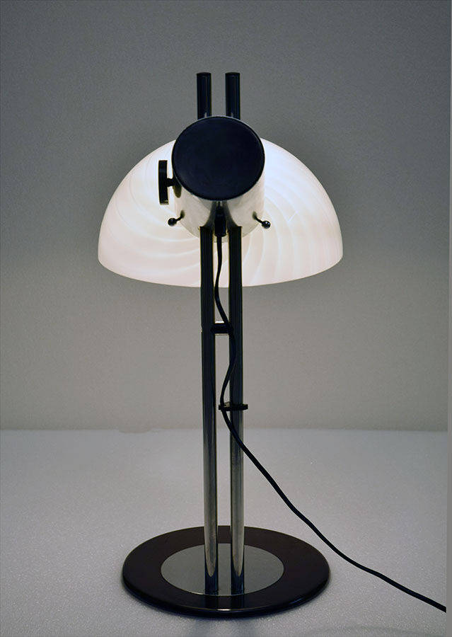70's table lamp in glass and metal produced by Zonca