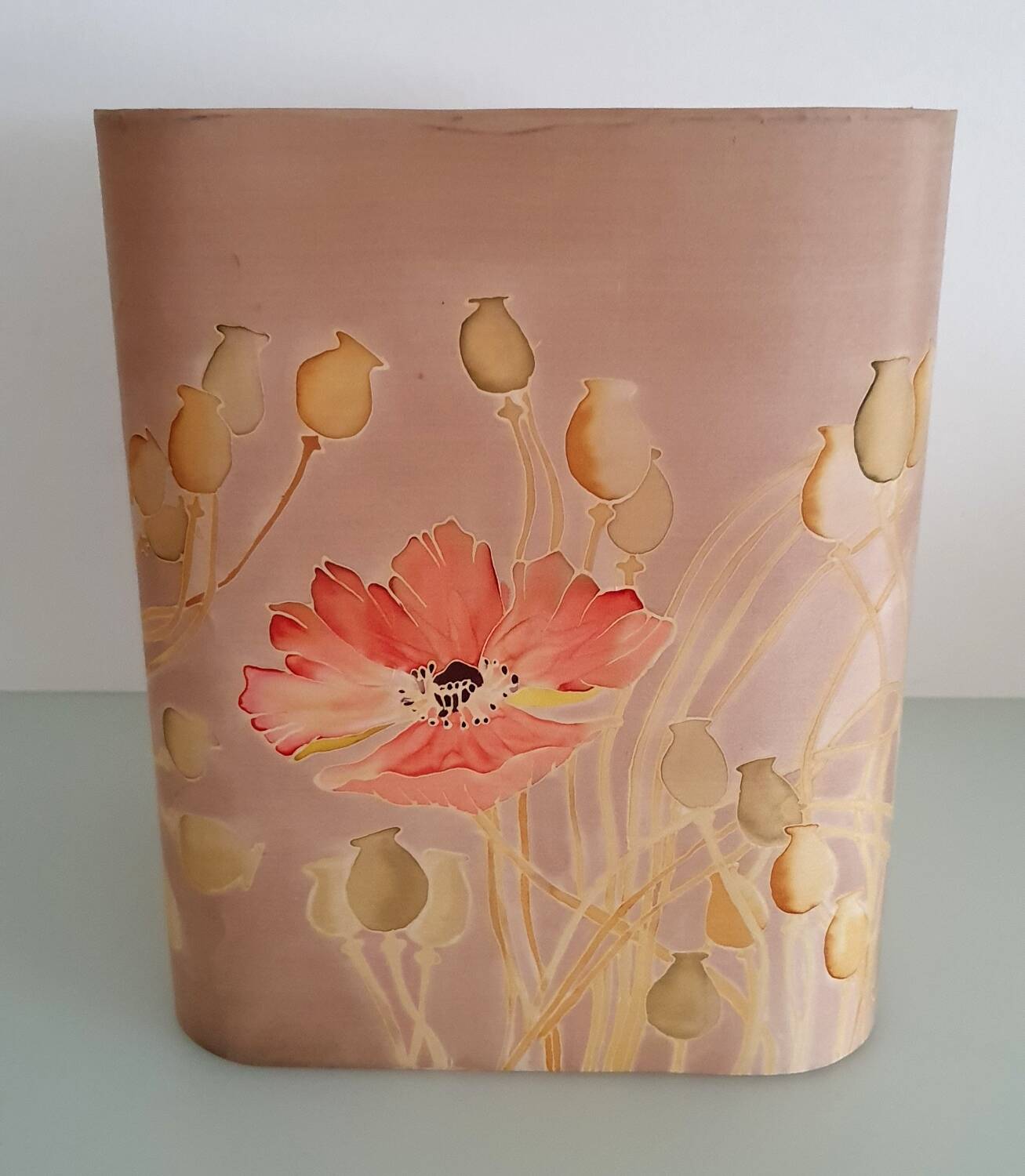 Vintage silk lampshade with floral pattern