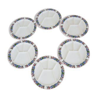 Set of 6 fondue plates Villeroy & Boch decoration roosters
