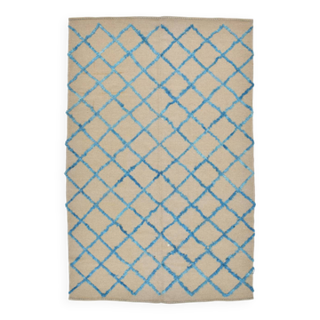 6x9 Beige & Blue Handmade Moroccan Rug, 185x282Cm SK 7339