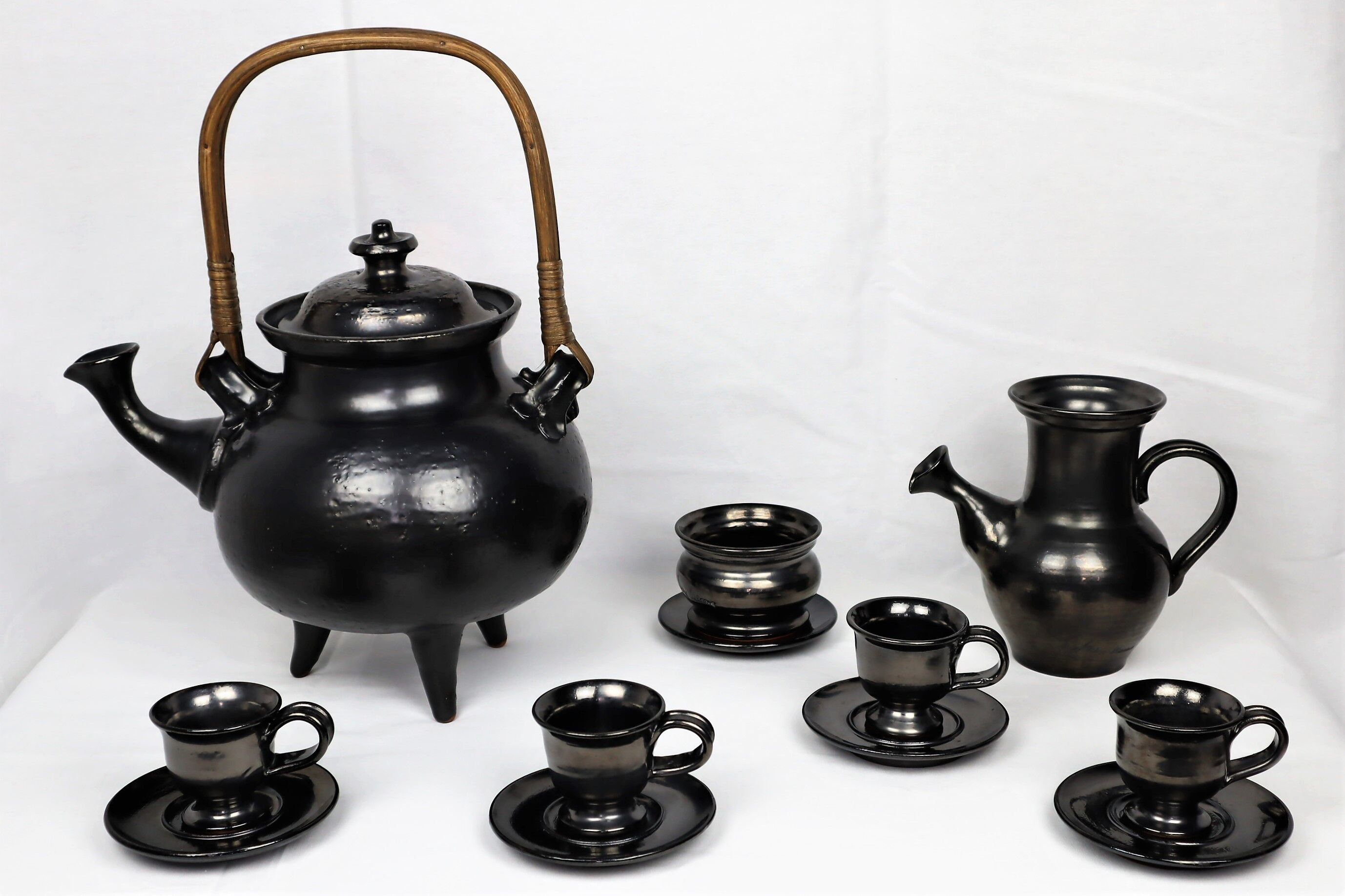 Jean Marais Tea Service, black ceramic 1980