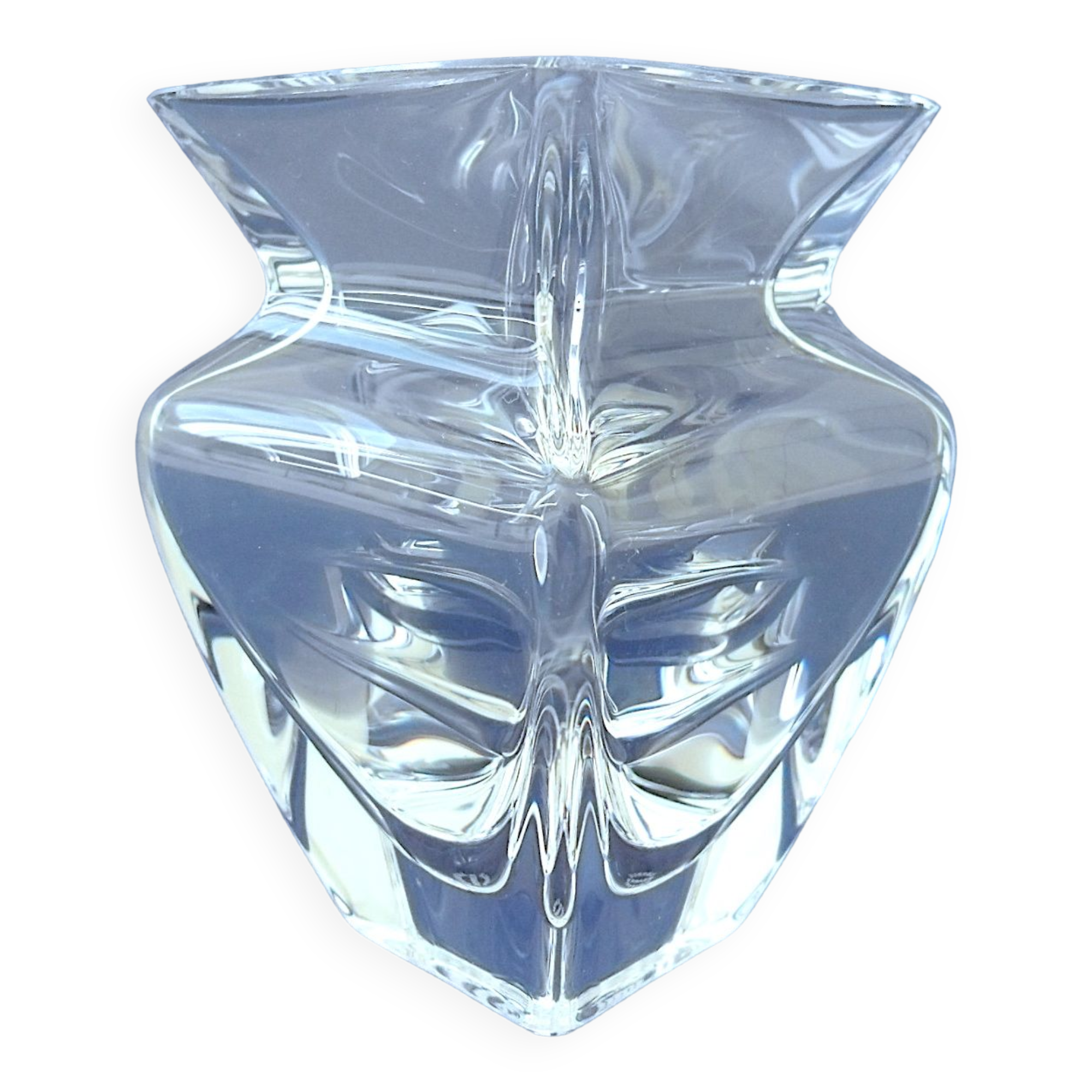 Small vase of square section in colorless crystal