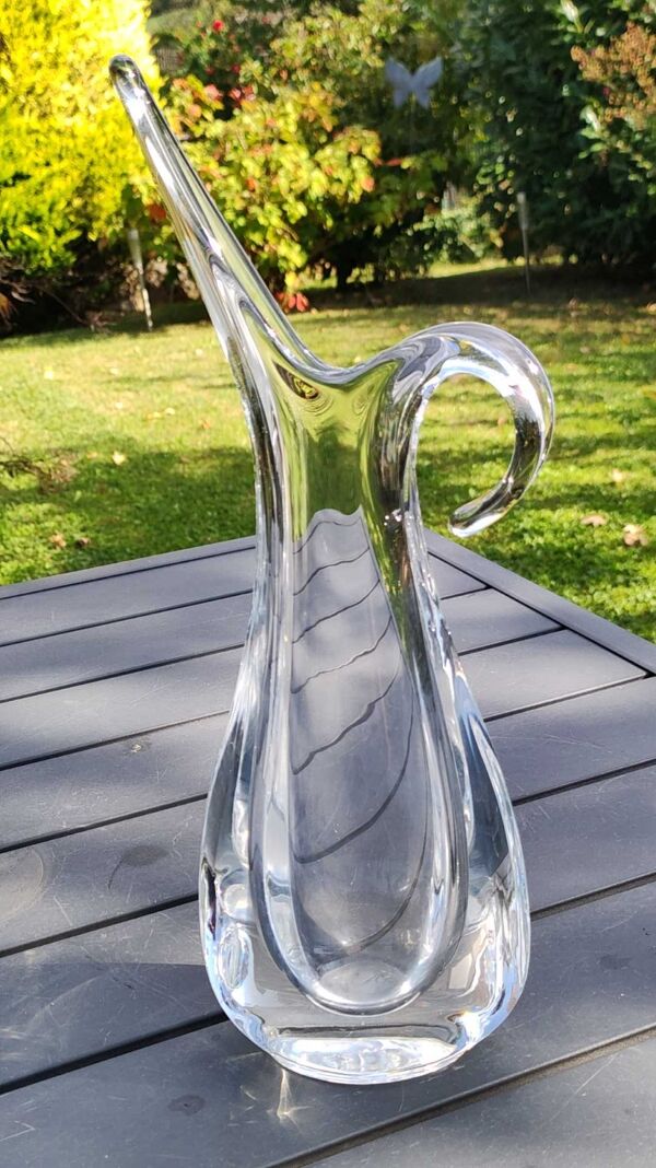 Vase soliflore en verre cristallin, par Flavio Poli pour Art Vannes France. Haut 32 cm
