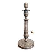 Pied Lampe Métal Argenté Style Louis XVI Régence Flambeau Bougeoir XIXème