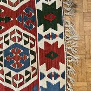 Ancient Turkish Kilim rug handwoven – geometric patterns 98x96 cm